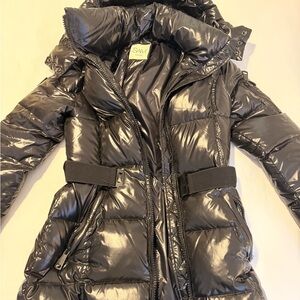 SAM. Women's Glossy Charcoal Puffer Coat
